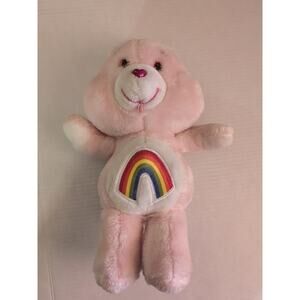 Vintage Cheer Care Bear 1983 13" Pink Plush w/ Rainbow Kenner